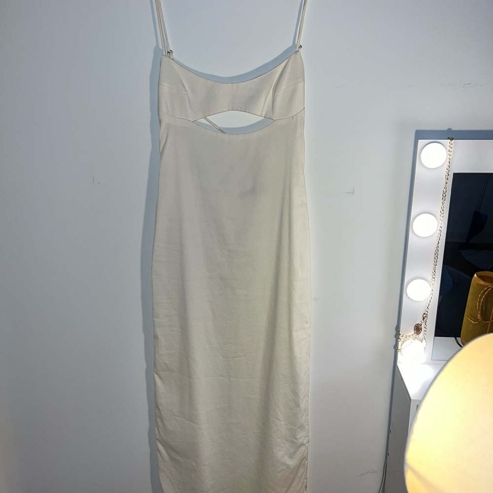 Elegant Cream Cutout Slip Dress